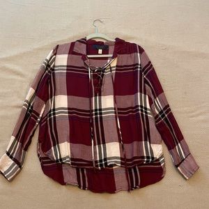 Plaid pullover with cross front